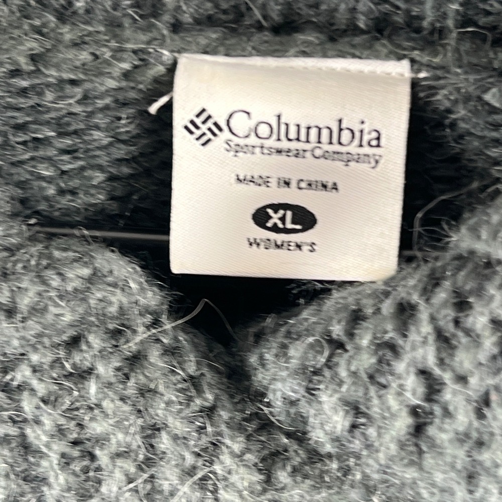 Columbia Womens XL Gray Wool Alpaca Blend Diamond Knit Button Cardigan AL2008 - Picture 2 of 7